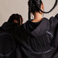 Black Oversized Embroidered Back Unisex Hoodie