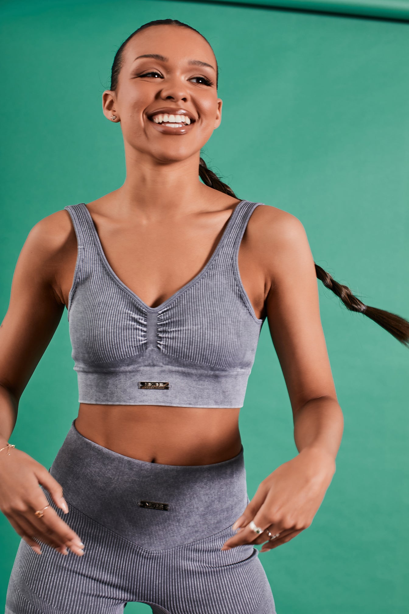 Grey Acid Wash Seamless Padded Sports Bra – Never Stand Still